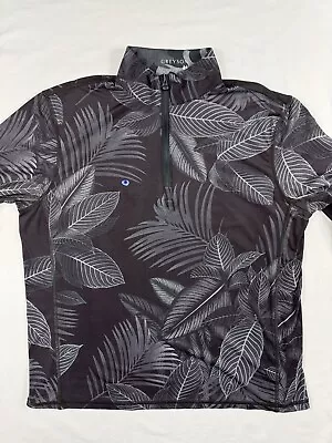Buy Greyson 1/4 Zip Long Sleeve Golf Pullover Shirt Wolf Eyes Leaf Print Charcoal S • 46.59£