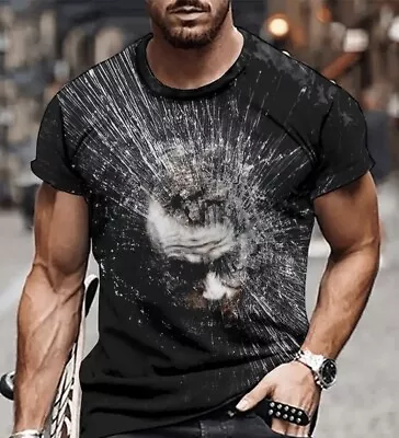 Buy New Mens T Shirt Heath Ledger Joker Face Serious Shattered Glass Slim Fit XXL • 14.95£