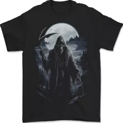Buy Grim Reaper In A Spooky Landscape Skull Mens T-Shirt 100% Cotton • 8.49£