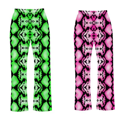 Buy Neon Pink Green Snake Skin Reptile Print Pyjamas Bottom Loungewear Alternative • 17.09£