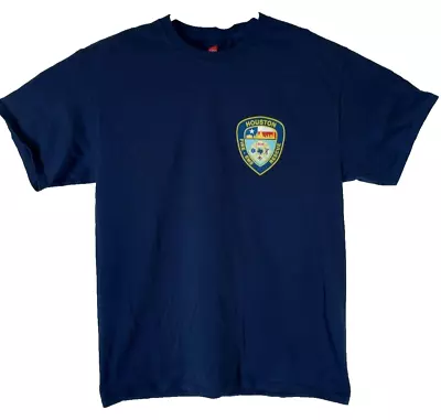 Buy Houston Fire Department T-Shirt Men's Med. Navy Blue Crew Neck Short Sleeve • 17.69£