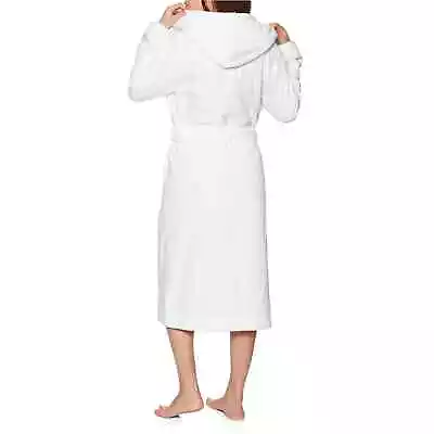 Buy Unisex White Hoody Bathrobe 100%Egyptian Cotton Hooded Terry Towel Dressing Gown • 16.89£