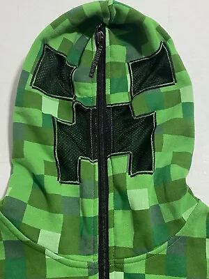 Buy Minecraft Creeper Fleece Zip Up Hoodie With Mesh Cosplay Hood Mask Sz XS  • 14.74£