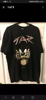 Buy Vintage Taz T Shirt Graphic Tasmanian Devil Warner Bros Mens XL Black Year 1998 • 30£