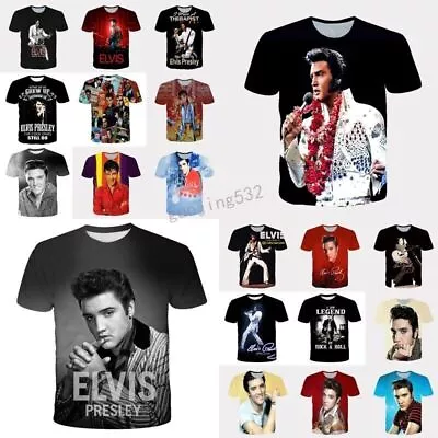 Buy Elvis Presley 3D Adults Women Men Short Sleeve T-shirt Casual Tee Top T Shirt UK • 7.27£