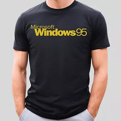 Buy Microsoft Windows 95 Gold Print Shirt Tech Geek Funny Computer Fancy Dress Idea • 10.99£