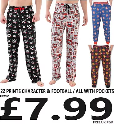 Buy Mens Character Pyjama Bottoms Football Lounge Pants With Pockets S To XXXL New • 7.99£