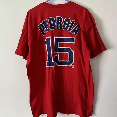 Buy Boston Red Sox MLB #15 Dustin Pedroia Red Short Sleeve Graphic T-shirt Size XL • 12£