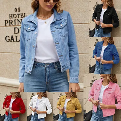Buy Womens Denim Jacket Jean Stretch Jackets Ladies Blue Size 8 10 12 14 16 NEW • 15.99£
