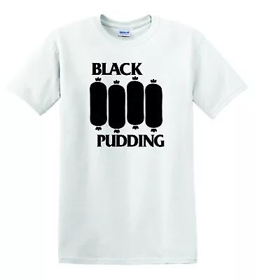 Buy BLACK PUDDING BLACK FLAG Parody Punk Blood Sausage Heavy Cotton T-shirt • 13.49£