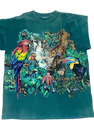Buy Vintage 90s Habitat Rainforest Double Sided All Over Print Tee Unisex Shirt • 35.61£