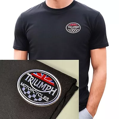 Buy Mens TRIUMPH Embroidered Union Jack Patch T Shirt Motorcycle Shirt Biker Gift • 13.50£