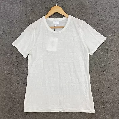 Buy NEW Witchery Shirt Top Womens XS White Linen Short Sleeve Round Neck 20401 • 21.38£