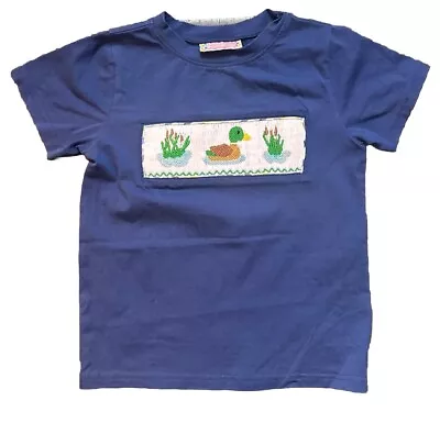 Buy Smocked Polkadot Smocked Duck/Marsh Blue T-Shirt - Size 6 • 8.56£