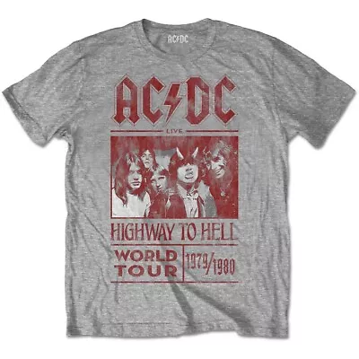 Buy Grey AC/DC Highway To Hell World Tour Official Tee T-Shirt Mens Unisex • 14.99£