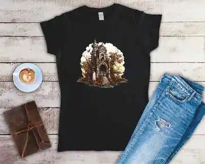 Buy Gothic Garden Cemetery 5 Designs Ladies  Fitted T Shirt Small-2XL 4  Colours • 12.79£