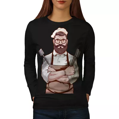 Buy Wellcoda Confident Chef With Beard And Culinary Tools Womens Long Sleeve T-shirt • 21.99£