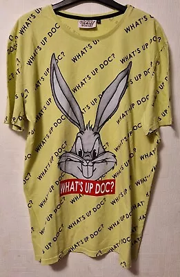 Buy Looney Tunes Bugs Bunny Whats Up Doc Pale Yellow All Graphic Cartoon T Shirt Xl • 19.99£