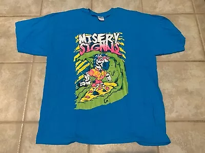 Buy VINTAGE Misery Signals Surf Pizza Shirt XL Blue Hxc Sxe Screamo Deftones RARE • 41.97£