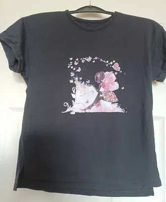 Buy George Girls Black T-Shirt With Fairy Butterfly Print Top 11-12 Years • 2£