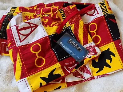 Buy Harry Potter Hogwarts School Wizardry Maroon Gold Glasses Pajamas Lounge Pants L • 16.39£