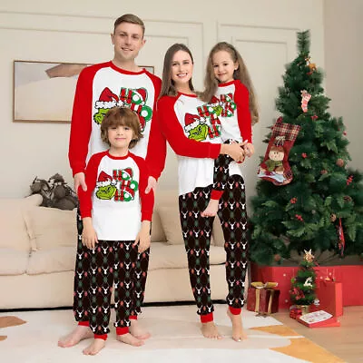 Buy Christmas Family Matching Pyjamas Adult Kid Grinch Nightwear Pajamas Pjs Set UK • 14.99£