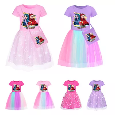 Buy Girls Descendants The Rise Of Red Rainbow Dress Mesh Party Princess Tutu Skirts • 11.99£