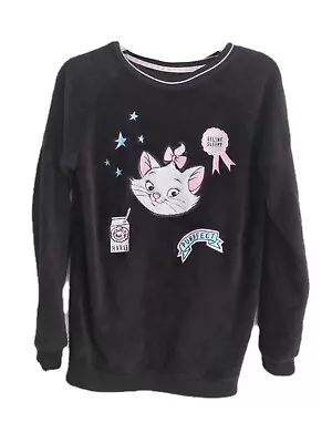 Buy Primark Disney Black Marie Aristocats Pyjama Top Fleece Soft Sweatshirt Sleep XS • 2£