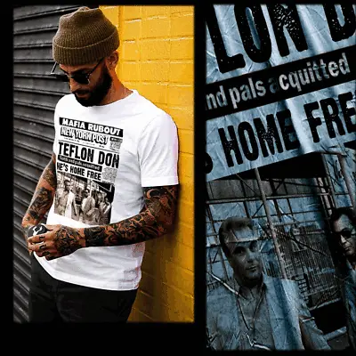 Buy Gangster T-shirt John Gotti Urban Hip Hop Hustle Mafia Mob Thug White Tee  • 23.29£