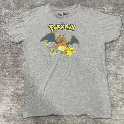 Buy POKEMON Charizard Pikachu Squirtle Grey T-Shirt Large • 20.04£