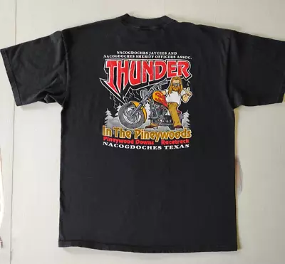 Buy Thunder In The Pineywoods Nacogdoches Texas T Shirt Size L Large Motorcycle Tee • 11.84£