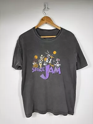 Buy Space Jam T Shirt Vintage Mens Front Graphic Print Grey Size Medium Y2K Animated • 14.99£