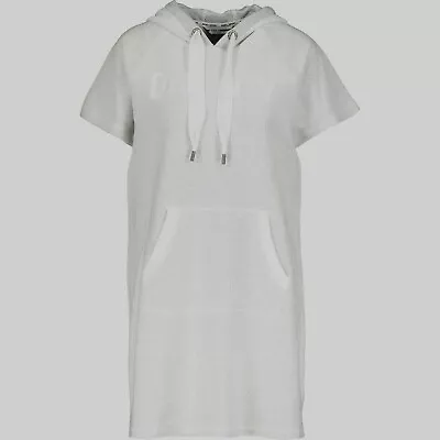 Buy DKNY Designer White Sneaker Terry LOGO Hoodie Dress Sz: M (uk12), New • 9.95£