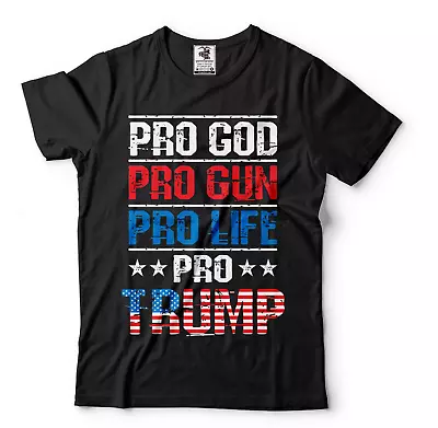 Buy Mens T-shirt Pro God Pro Gun Pro Trump Pro Life Mens Tee Shirt Rally Tee • 18.48£