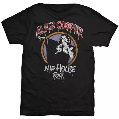 Buy Alice Cooper Official Mad House Rock Mens Black T-Shirt Retro Hard Rock Small • 9.95£