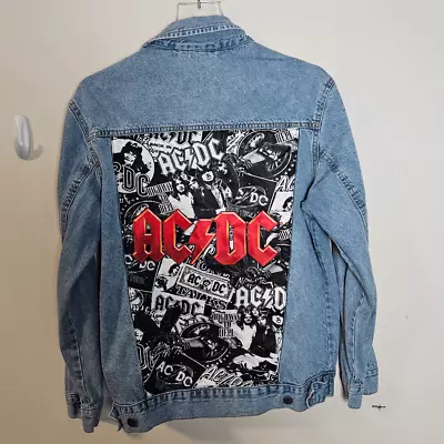 Buy AC/DC Custom Denim Band Jacket Men's Blue Size Medium • 46.67£