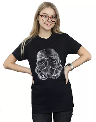 Buy Star Wars Women's Stormtrooper Scribble Helmet Boyfriend Fit T-Shirt • 13.99£