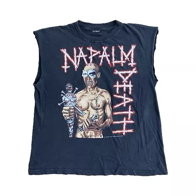 Buy 90’s Napalm Death Vintage Sleeveless T-Shirt. Size L. Death Metal Grind Punk Vtg • 119.99£