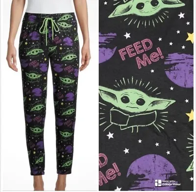 Buy Women’s M 8/10 Pajamas Pajama Bottoms Sleep Pants Star Wars Yoda Joggers Ladies • 6.49£