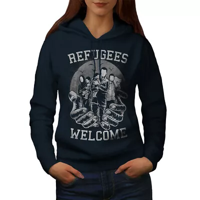 Buy Wellcoda Refugees Welcome Accept Womens Hoodie • 31.99£