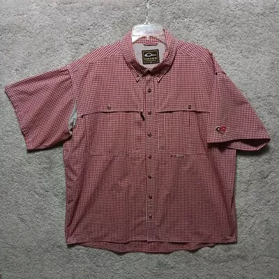 Buy Drake Waterfowl Shirt Mens 2XL Red Short Sleeve Button Down Vented Pockets Fish • 20.99£