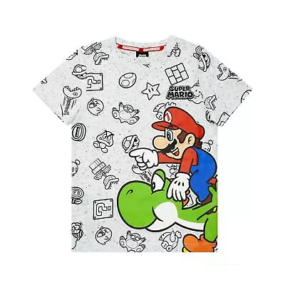 Buy Super Mario Boys Yoshi Marl T-Shirt NS7011 • 13.06£