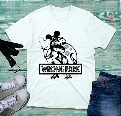 Buy Wrong Park T-Shirt Dinosaur T-Rex Mickey Minnie Mouse Balloon Funny Mash-up Top • 8.99£