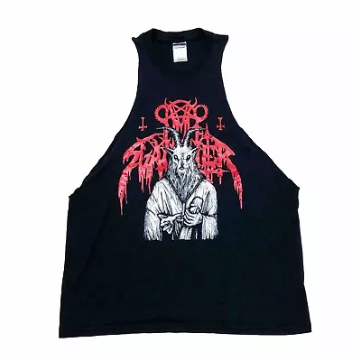 Buy Vintage Nunslaughter T Shirt Y2K 90s Tank Black Metal Band Sz Large Goat Priest • 18.66£