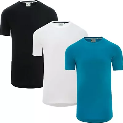 Buy Men's Soul Star Long Line Crew Neck Short Sleeve Cotton T-Shirt Fashion Fit • 9.99£