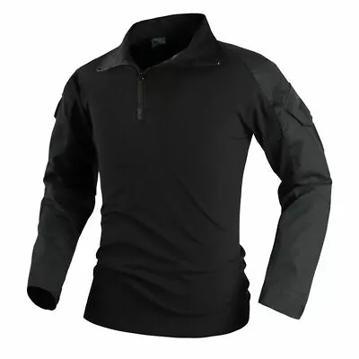 Buy Mens Long Sleeve US Army Tactical T-Shirt Combat Military Camo Casual Zip Shirts • 22.99£