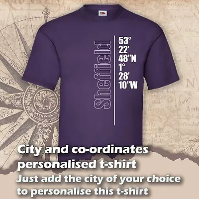 Buy City & Co-ordinates Personalised (Sheffield) T-Shirt Birthday Gift Size S - 3XL • 14.99£