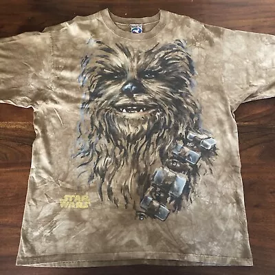 Buy Vintage 1997 Star Wars Liquid Blue T Shirt Chewbacca AOP Chewy XL Made In USA • 120£