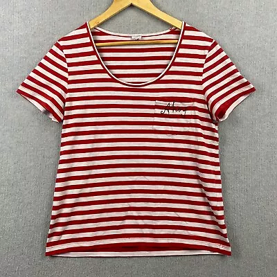 Buy Gorman Top Womens 12 Red White Striped Ahoy Sailor Tee Short Sleeve Pure Cotton • 13.43£