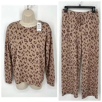 Buy Jenni NWT 2 Piece PJ Set Sleepwear Shirt & Pants Size XS Brown Spaced Leopard • 39.67£